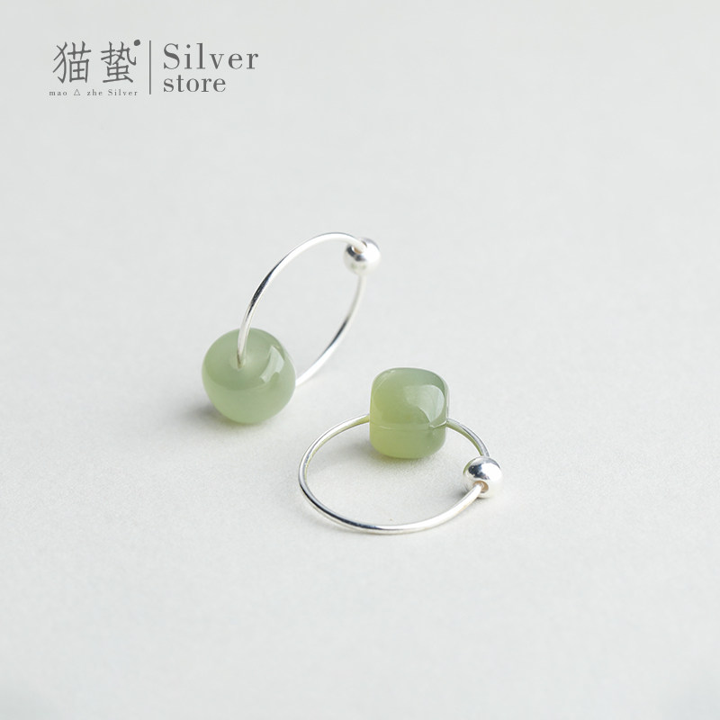 猫蛰S925纯银和田玉耳环女士小众范设计感高级轻奢新中式气质耳圈,饰品/流行首饰/时尚饰品新,耳环,淘宝优惠券,粉丝福利购,淘宝优惠卷