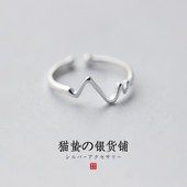 猫蛰S925纯银素圈轻奢简约创意高级感心跳表白开口戒指环女学生党