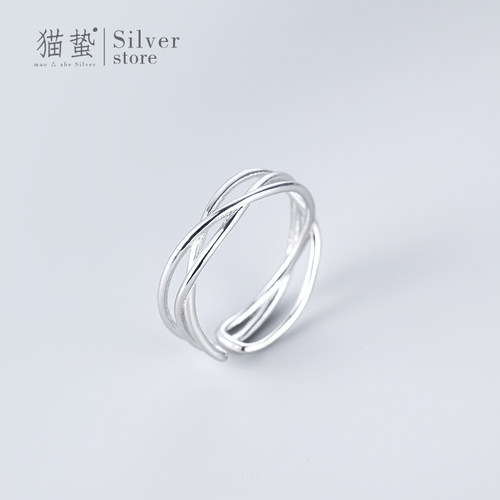 猫蛰女生纯银时尚戒指