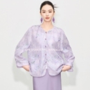 兰兮 新款 古风新中式 夏季 提花宽松外套高级感紫色套装 国风套装