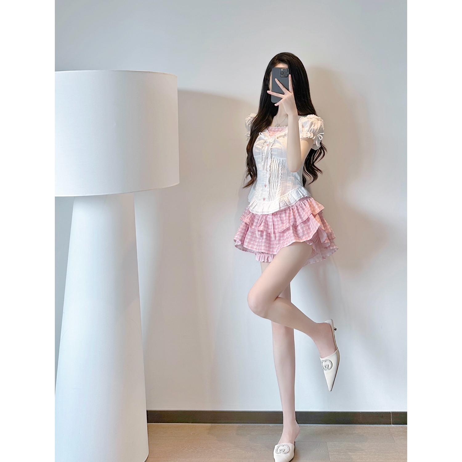 粉色气质甜美主风蓬蓬裙套装