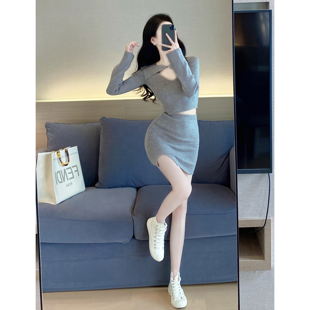 小女人最爱针织两件套辣妹套装