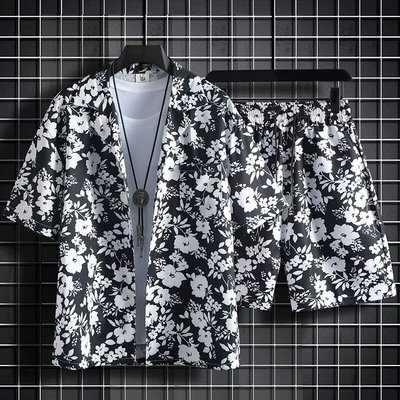 夏日岛服海南三亚夏威夷衬衫男沙滩短裤情侣款翠花套装潮流海滨风
