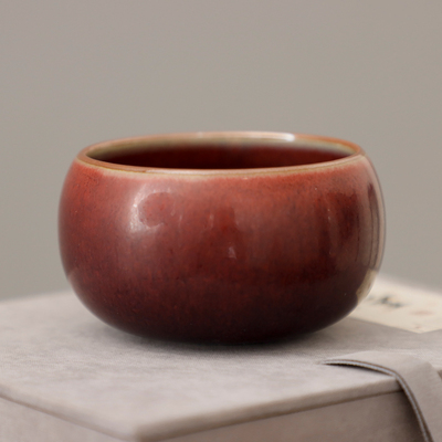 钧窑高温窑变炭烧青瓷主人杯茶杯