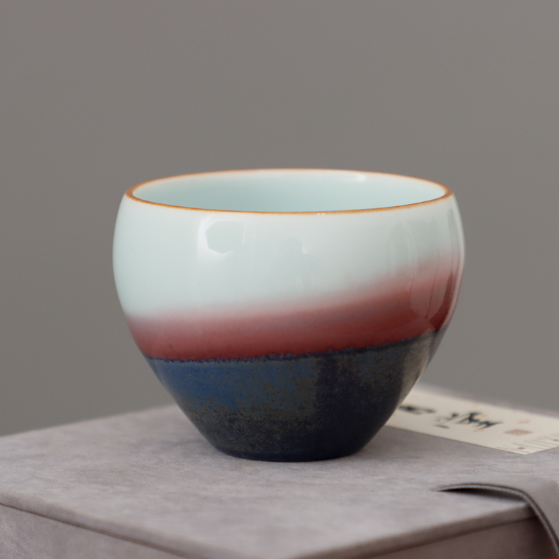 原矿高温传统美学粉青窑变茶杯