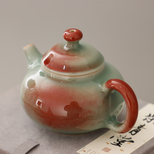 微瑕钧窑复刻北宋青玉釉五大名窑冰裂复古窑变茶道茶具容天茶壶