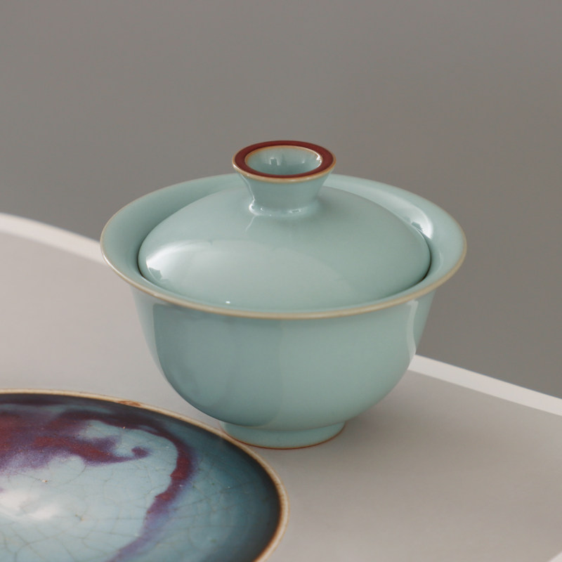 钧窑天蓝釉依仁窑矿物玛瑙入釉手作不开片中式茶具茶壶二才盖碗,餐饮具,盖碗,淘宝优惠券,粉丝福利购,淘宝优惠卷