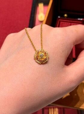 归真居沙金玫瑰花吊坠项链女款配饰品高级感轻奢小众颈链百搭锁骨
