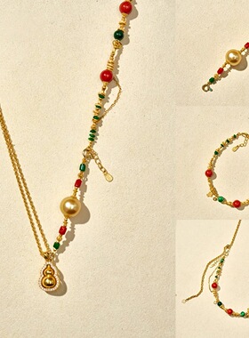 沙金新中式国风葫芦项链延长链手链加长链双扣头毛衣链diy配件