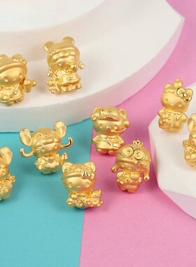 沙金hellokitty转运珠KT猫手串史迪仔安琪串珠手工diy配饰配件女