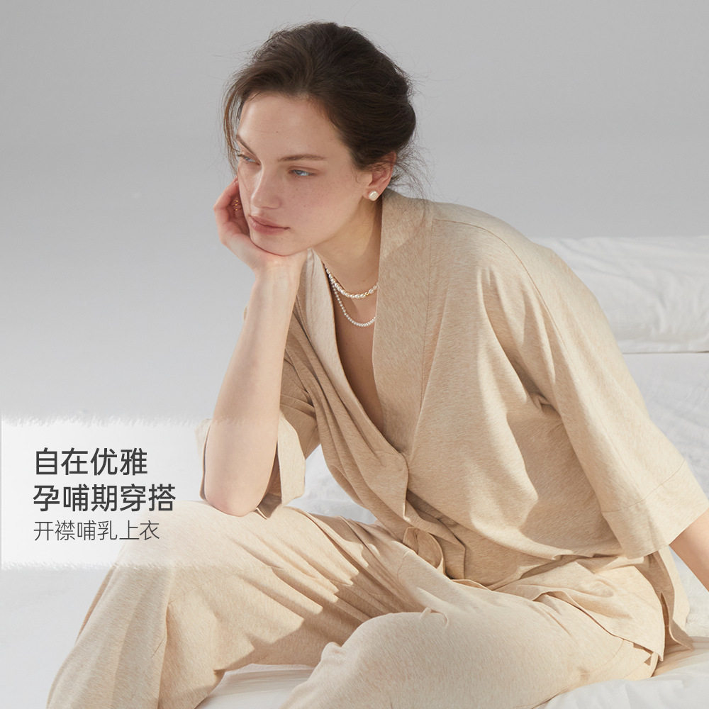 月子服孕产妇夏薄款哺乳睡衣产后