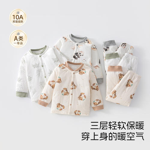 宝宝棉服套装冬装婴儿纯棉保暖加厚秋冬分体夹棉衣服儿童棉衣棉裤