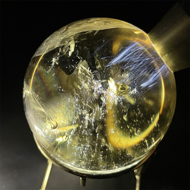 黄水晶球大摆件黄阿塞纯天然原石