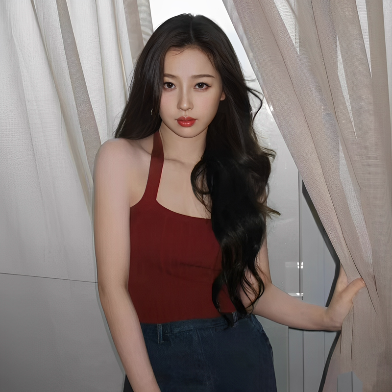 虞书欣同款红色挂脖绑带吊带背心女春夏针织抹胸外穿短款辣妹上衣