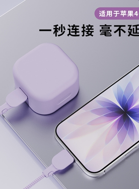 适用于苹果40W动态电源适配器保护套40w苹果17Pro充电器保护套硅胶紫色壳苹果17Promax数据线保护套防猫咬