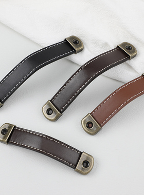 包邮新款橱柜门大衣柜抽屉明装拉手软皮质皮箱门把手酒柜门明安装