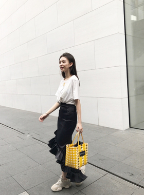 现货2025春秋新款小众设计感鱼尾半身裙