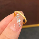 黄金色排钻爆闪星辰戒指女强保色叠戴小巧精致闭口繁星镶钻食指戒