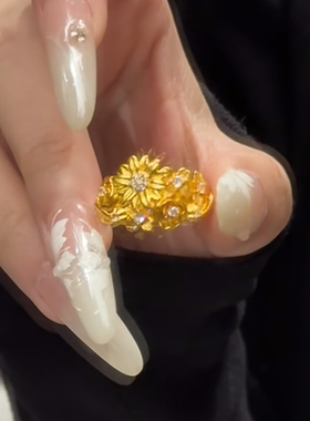 镶嵌点钻一路繁花锦簇戒指女