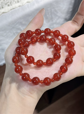 【赵露思许妍同款】天然红玛瑙双圈手串女红色玉髓手链送礼物女友