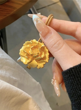 新中式拉丝富贵牡丹花吊坠项链女