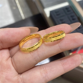 戒指 沙金古法磨砂满天星时尚 爱情 象征三生三世情侣对戒金店同款