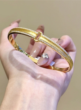 999沙金拉丝双扣手镯女