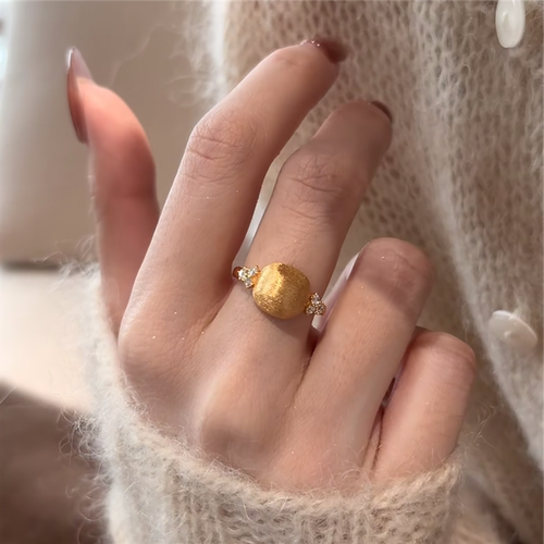 古法沙金拉丝意大利小金豆戒指女