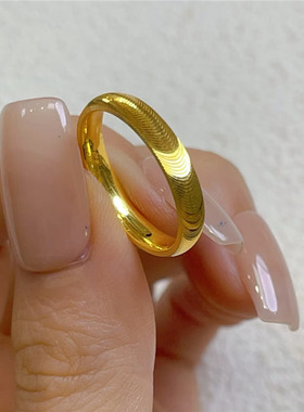 5D爆闪亮面猫眼石戒指女仿黄金色