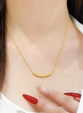 古法沙金一生所爱悟空金箍棒项链女不掉色微笑弧形吊坠锁骨链首饰