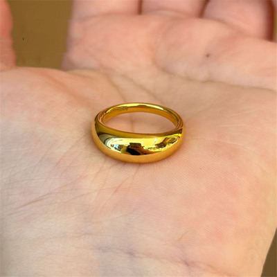 古法抛光亮面实心面包戒指女