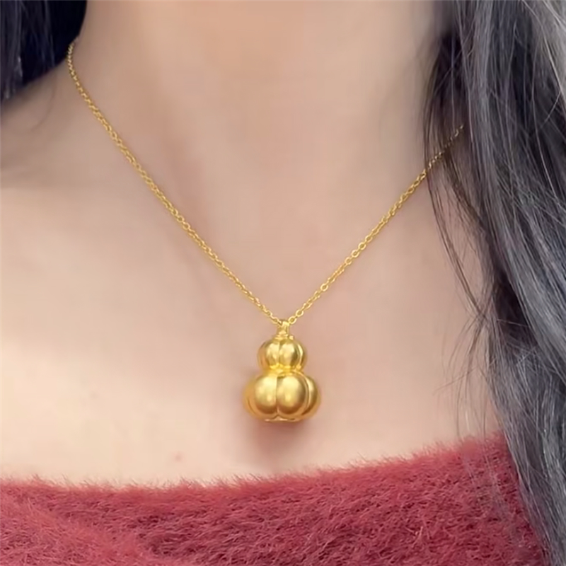 不掉色~黄金色南瓜葫芦项链女新中式福禄双全轻奢国风锁骨链颈链