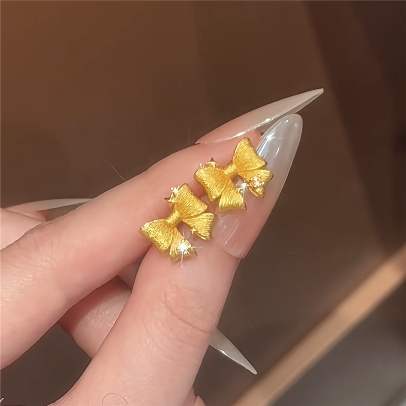 超闪点钻在逃公主蝴蝶结耳钉女耳环999黄金色防过敏精致小巧耳饰,饰品/流行首饰/时尚饰品新,耳钉,淘宝优惠券,粉丝福利购,淘宝优惠卷