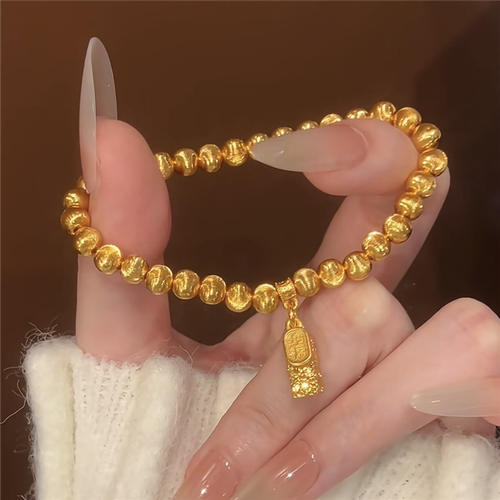 四方来财小金条猫眼手链女纳福牌