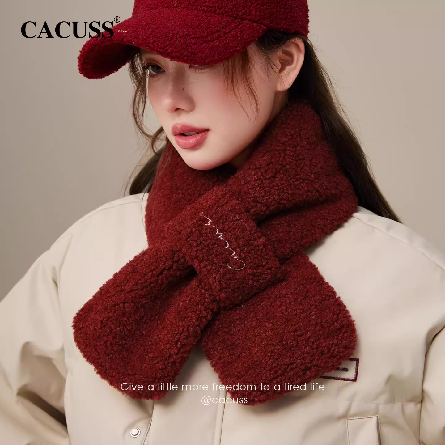 秋冬加厚保暖围脖交叉护颈脖套