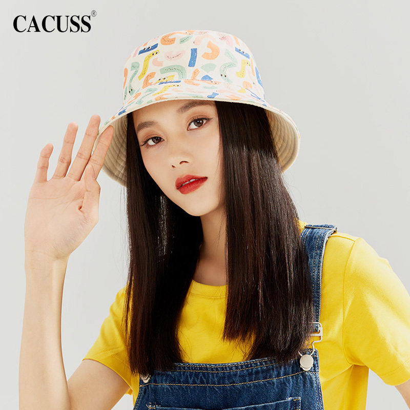 春夏新品渔夫帽双面戴个性印花女