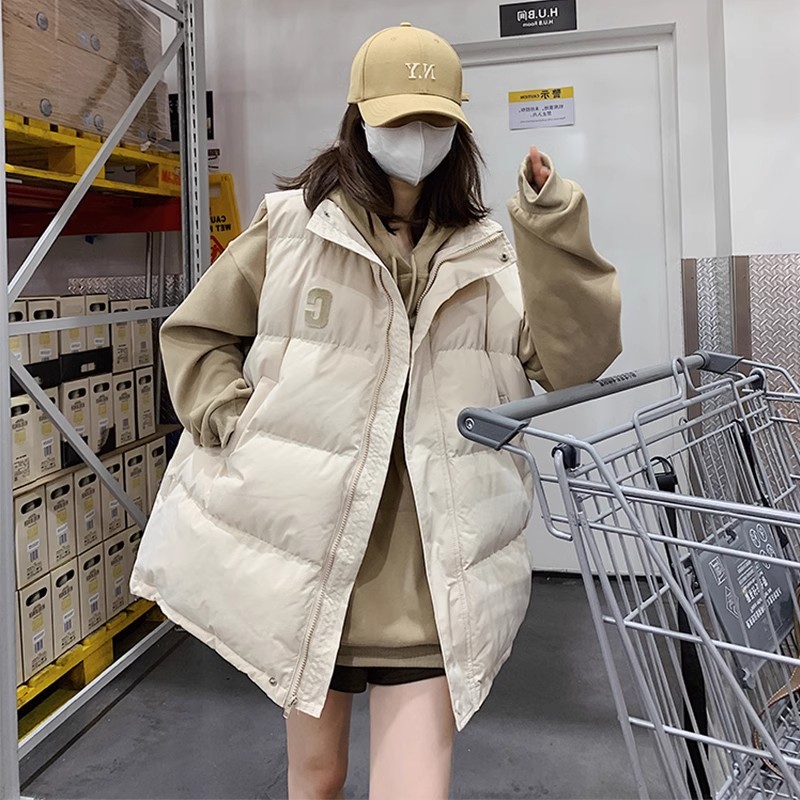 2025新款宽松羽绒马甲女秋冬背心外穿休闲学院风百搭上衣马夹外套