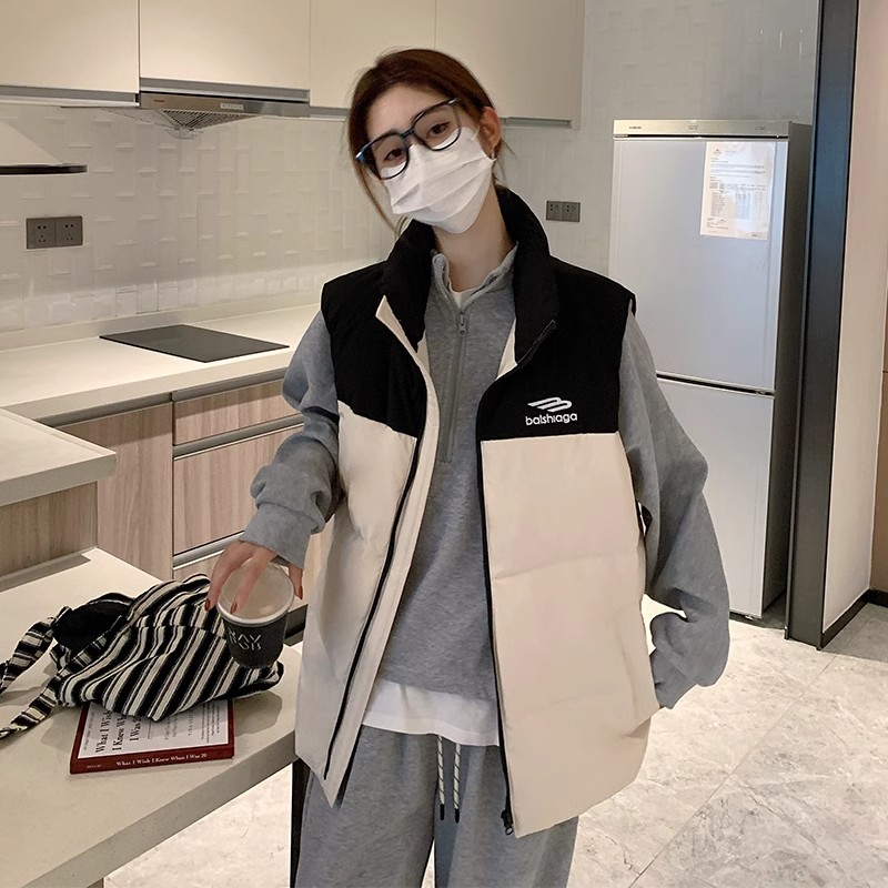 洋气马夹上衣羽绒马甲学院风背心