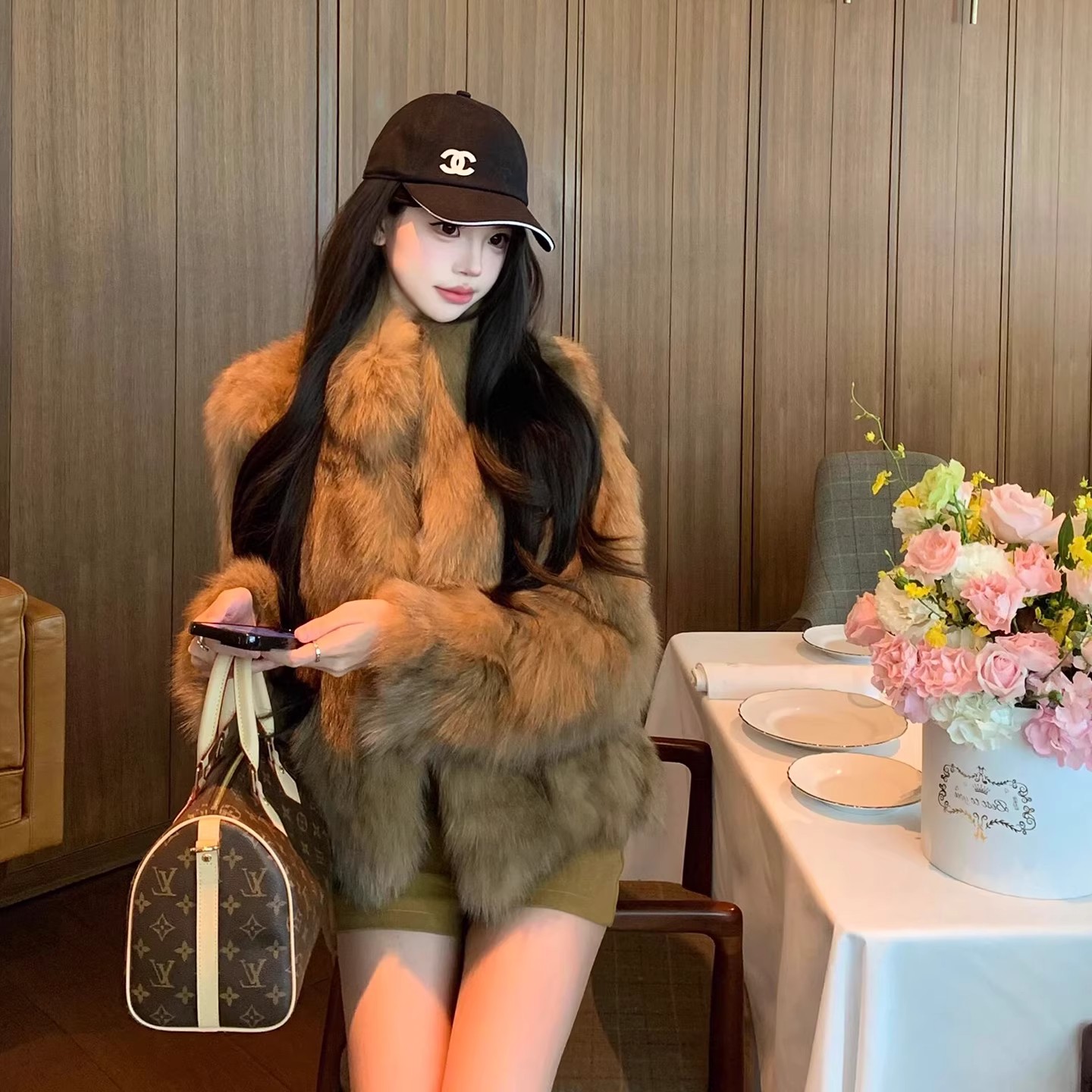 皮毛一体外套女环保皮草毛毛外套