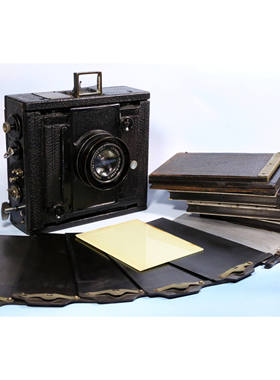 德国高兹Goerz干板相机 大画幅皮腔折叠干板老照相机 收藏复古w壹