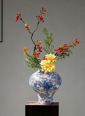 宋代美学陶瓷花瓶中古风复古禅意摆件侘寂法式酒店客厅高级感装饰