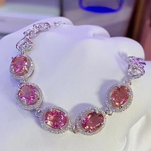 式 款 经典 大方 9mm 天然全红碧玺手链 主石：7 晶体火彩都非常棒