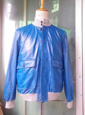意大利著名皮衣 valstar 蓝色绵羊皮 bomber jacket it50