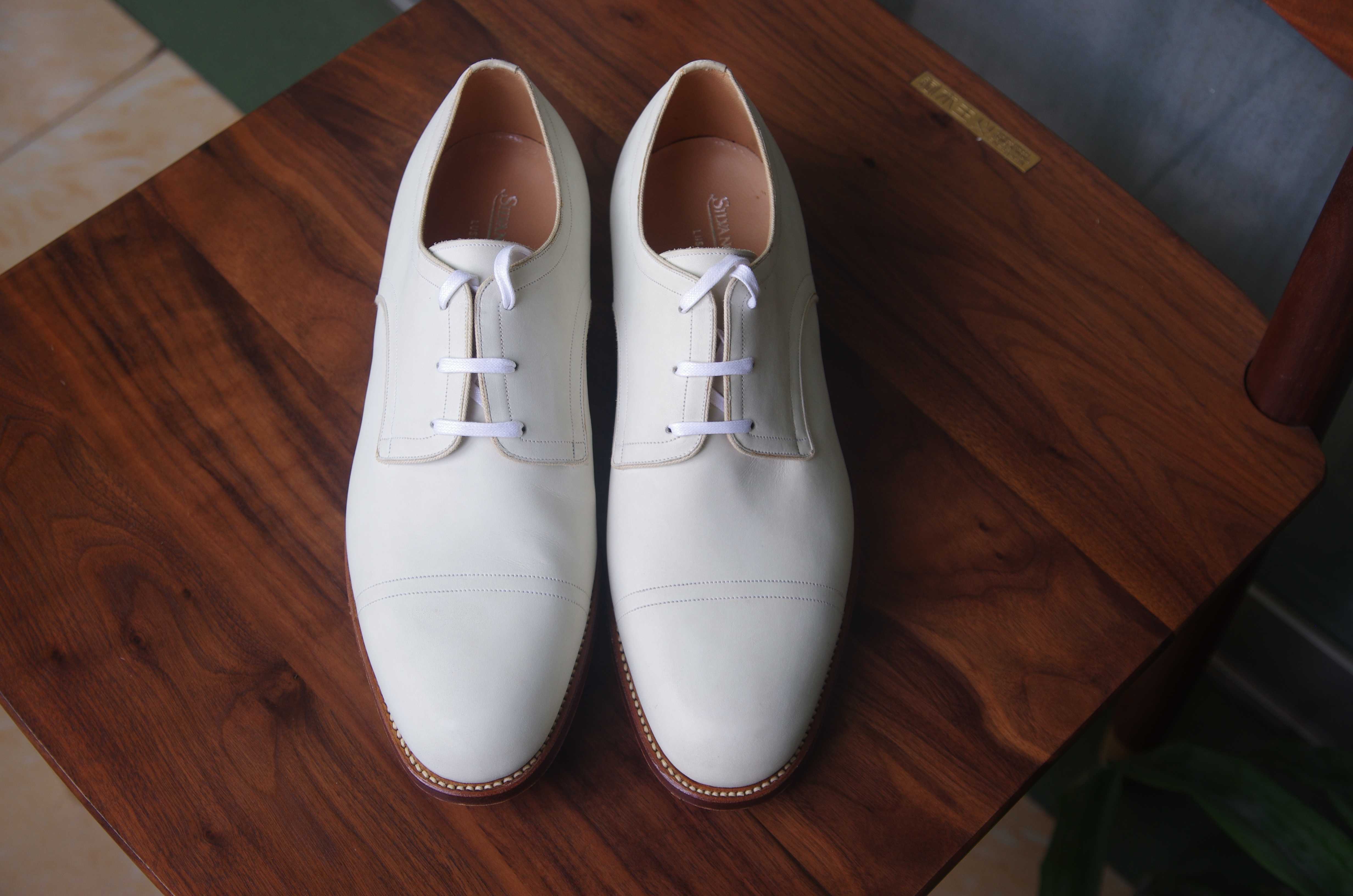 silvano lattanzi 朗丹泽 鸽白色手工德比鞋 9码