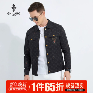 休闲印花字母刺绣图案夹克外套3001 GHILARO 古劳吉那诺时尚