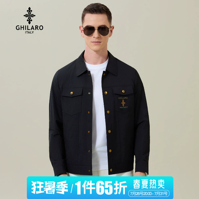 GHILARO/吉那诺男装时尚休闲工装风刺绣LOGO翻领夹克外套3004