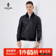 2001 GHILARO 古劳吉那诺休闲可脱针织领飞行服绵羊皮革皮衣男