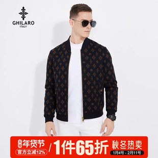GHILARO/古劳吉那诺男士休闲刺绣满身花LOGO时尚休闲夹克 3002-79