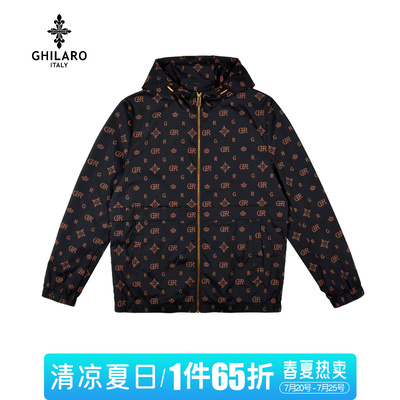 GHILARO/古劳吉那诺时尚休闲满身字母印花连帽夹克外套3004