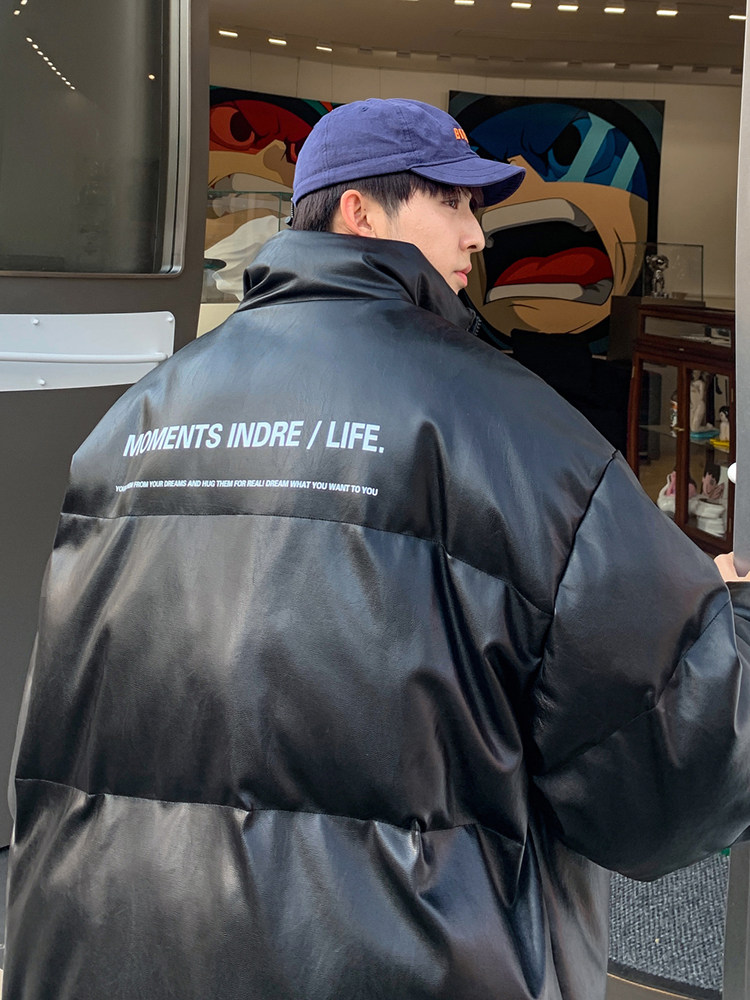 PU LEATHER JACKET MENS WINTER MENS LEATHER BREAD CLOTHES AMERICAN TRENDY BRAND HIGH STREET BOYS COTTON JACKET COUPLE COTTON JACKET